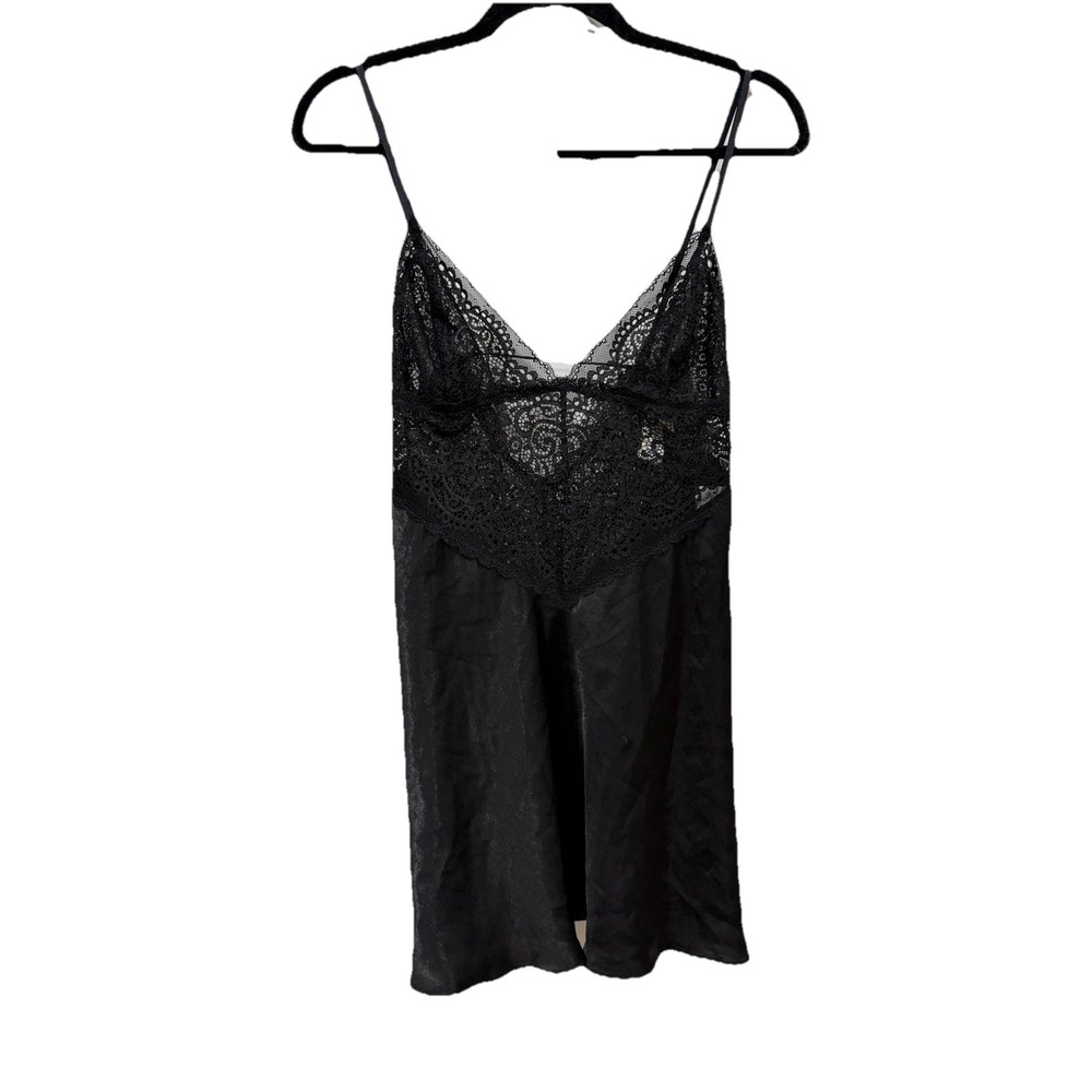 NWT Women's In Bloom DLE010 Lingerie Slip Dress Size Small S Black